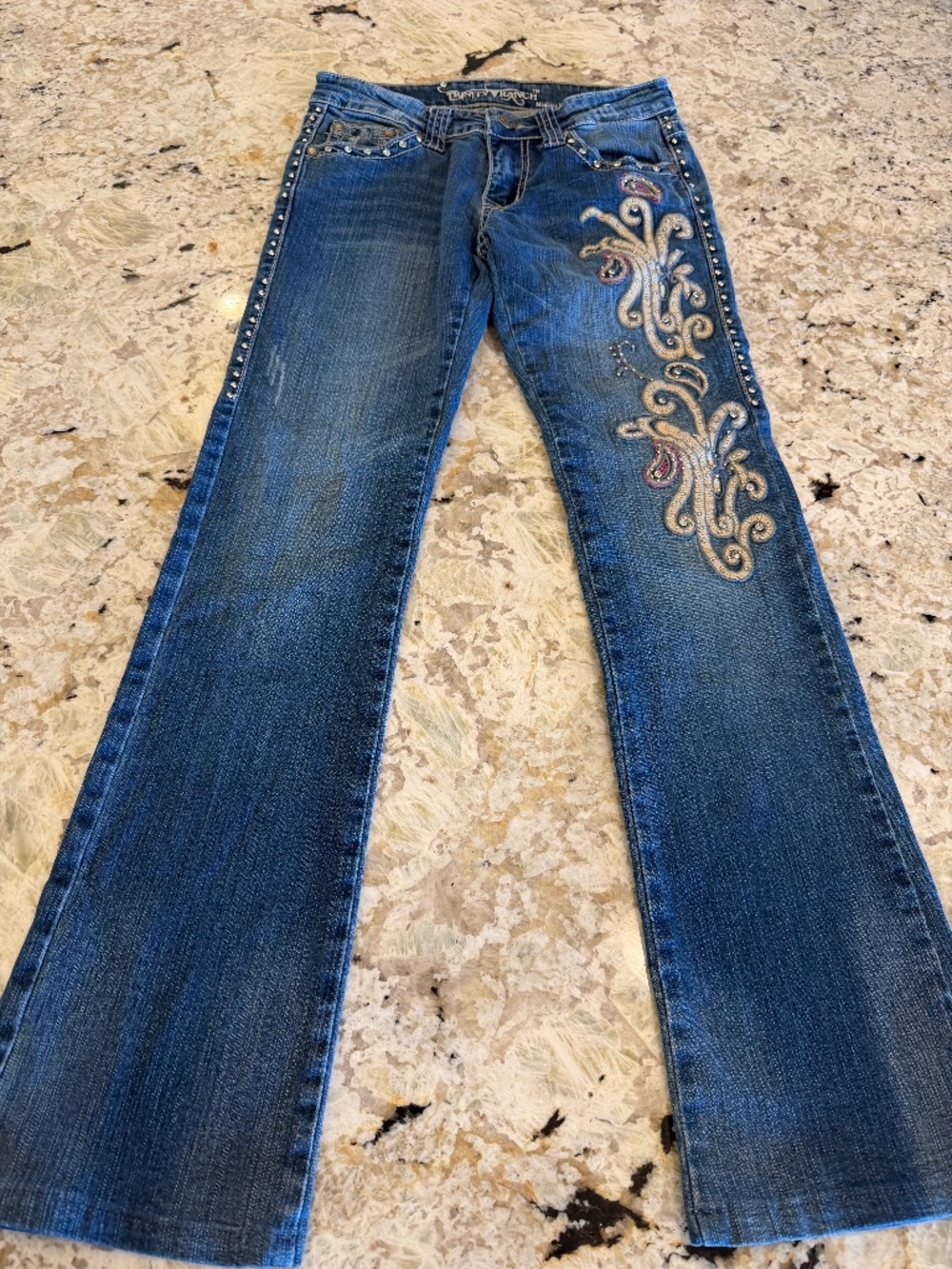 Trinity Ranch Montana West Signature Collection Studded Bootcut Denim Jeans